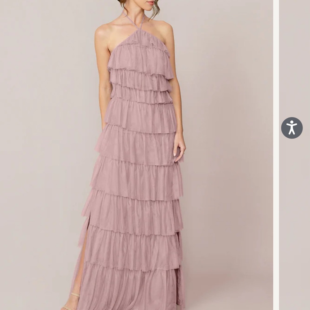 Elegant Mauve Halter Tiered Dress, Carrie Tulle Dress